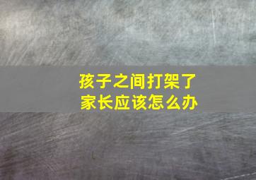 孩子之间打架了 家长应该怎么办